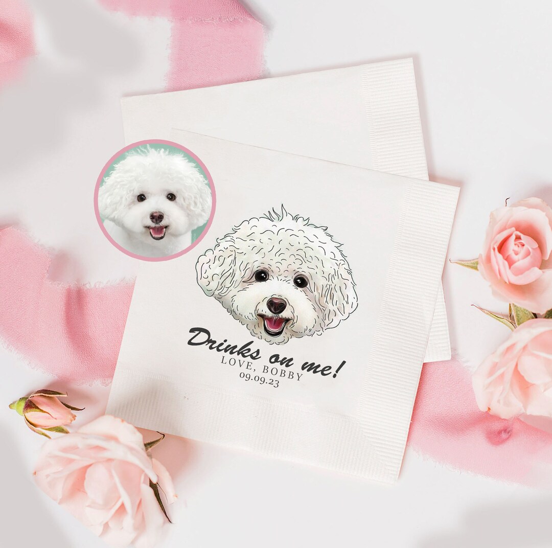 Full Color Pet Wedding Napkins Dog Cocktail Napkins Cat Etsy