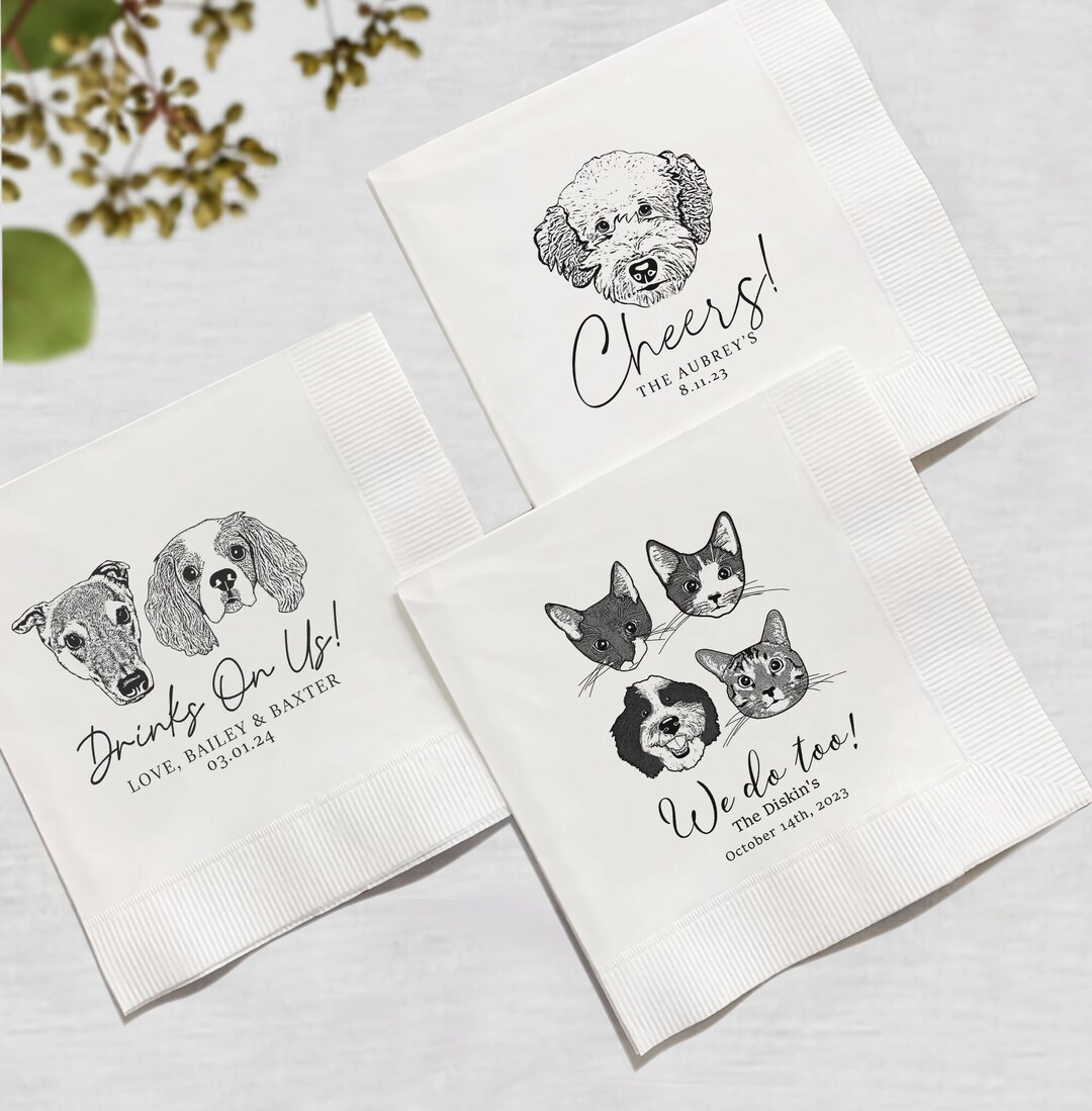 Personalized Cocktail Napkins Pet Napkins Personalized Etsy
