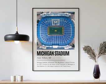 Michigan Stadium Poster/Canvas, Aerial View, University of Michigan Wolverines, Modern Football Wall Art, Home Decor, Game Day Keepsake