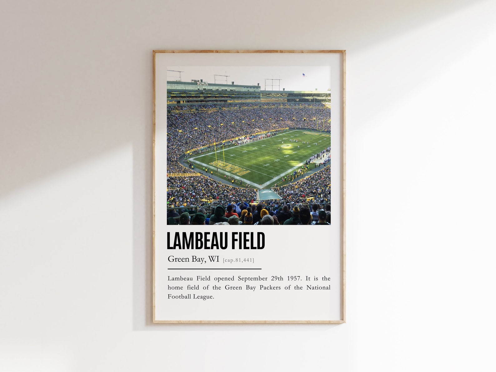 Lambeau Field Poster/canvas Seat View Green Bay Packers Etsy