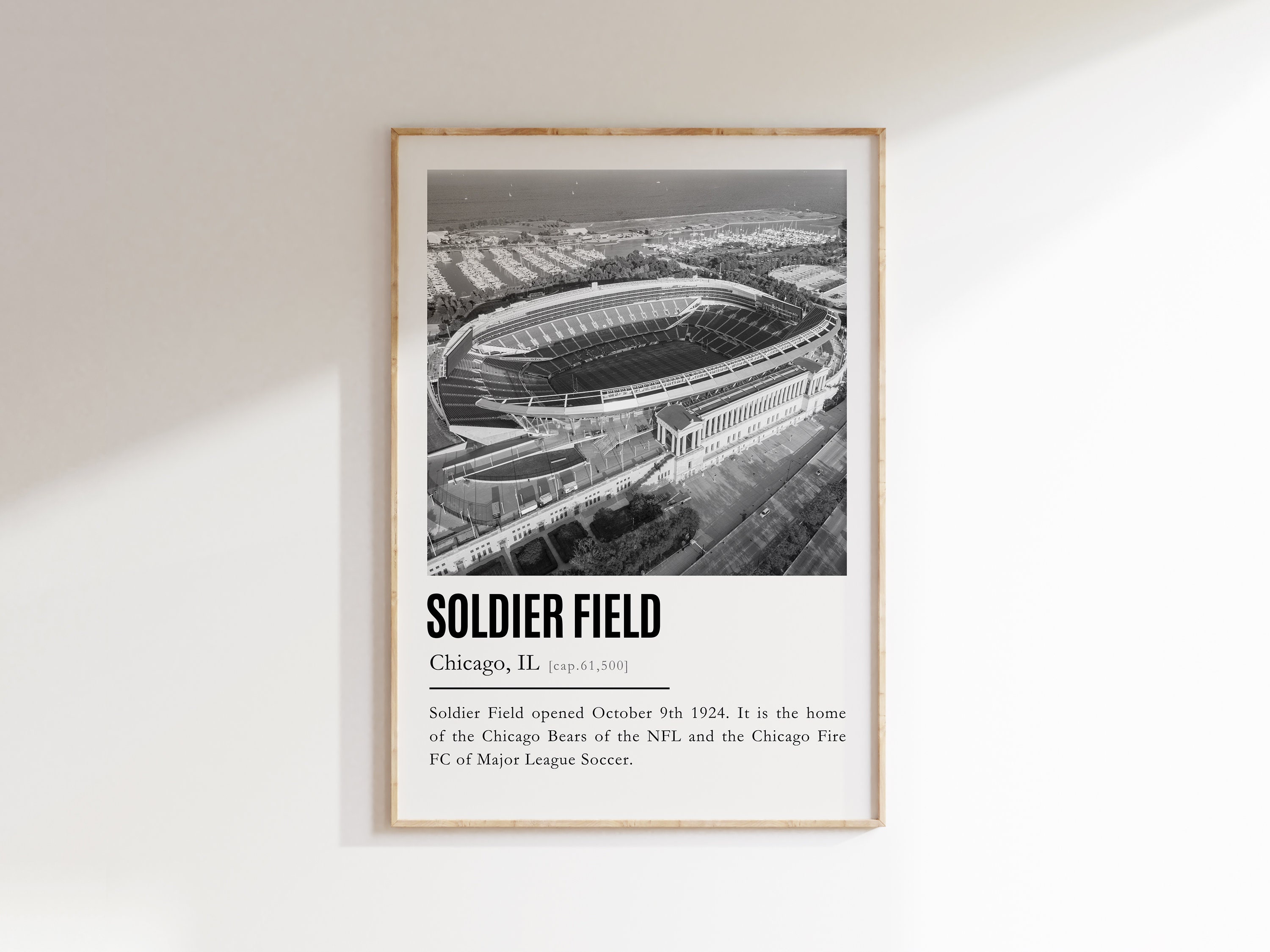 Soldier Field Poster/canvas B&W Aerial View Chicago Bears Etsy