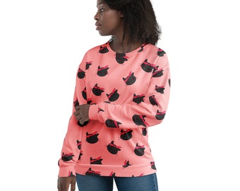 Cute cat sweatshirt, Black kitten pullover, Adorable cat sweater, Cute kitty patten pullover, Black kitty sweater, Adorable kitten sweater