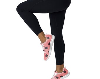 Cute cat athletic shoes, Pink and black kitten sneakers, Adorable cat trainers,  cat athletic sneakers Cat lover's pink and black shoes