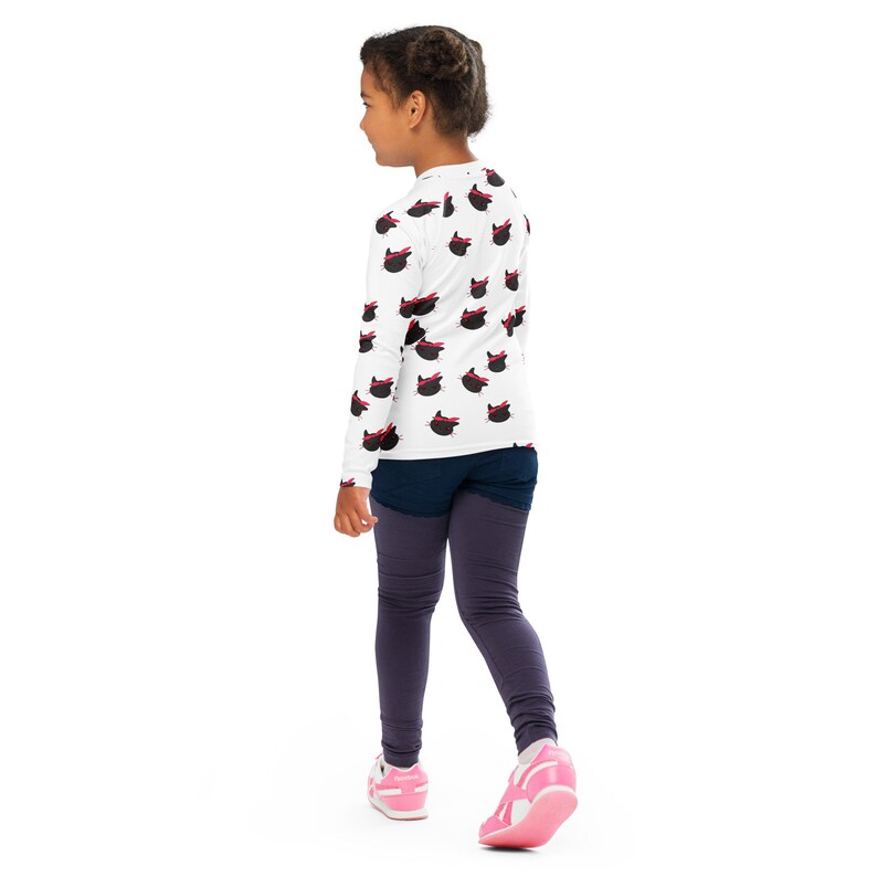 Cat Rash Guard Cute Cat Rash Guard, Black Kitten Swim Shirt, Kitten-themed Sun ...
