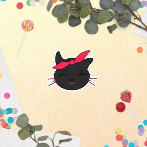 Black cat art decals, Black kitten stickers, Cat lover decals, Adorable kitten stickers, Cute cat stickers, Laptop stickers