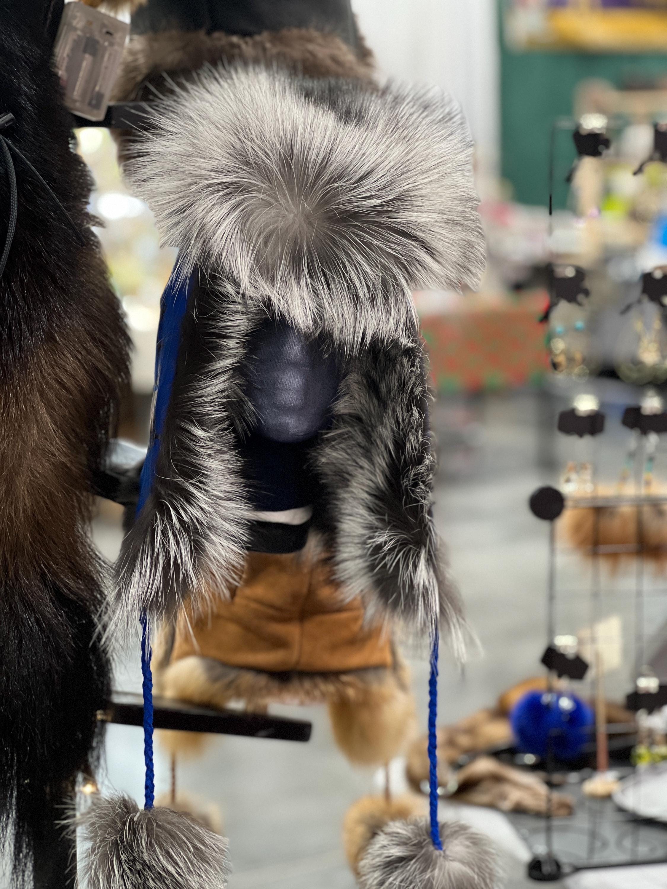 Suede Alaska Trapper Hat – Silver Fox Fur, Insulated Winter Hat - Etsy