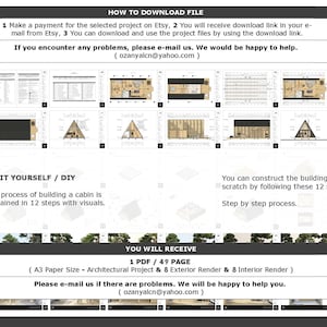 K&ouml;nnte beinhalten: Ein digitaler Download von Architekturpl&auml;nen f&uuml;r eine H&uuml;tte. Die Pl&auml;ne umfassen 12 Schritte mit Visualisierungen, die Ihnen helfen, die H&uuml;tte selbst zu bauen. Der Download enth&auml;lt auch 8 Au&szlig;en- und 8 Innenrenderings der H&uuml;tte. Die Pl&auml;ne sind im Format A3.