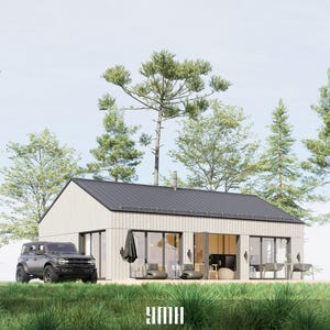 Moderne plattegronden gevelhuis, wit, 2 slaapkamers, 1 badkamer, 24 x 36' (864 sqFt), 720 x 1080 cm (77,76 m2), imperiale en metrische eenheid, 56 pagina's pdf, DWG