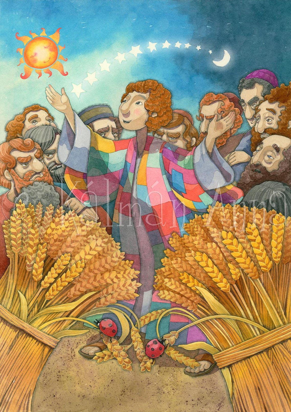 Joseph and the Coat of Many Colors - Children's Bible Art Print, Bible ...