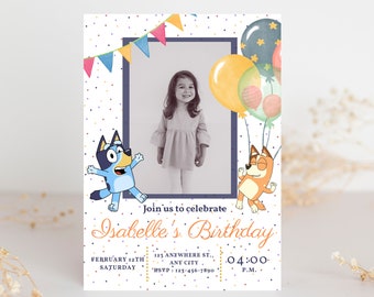 Blue Dog Invitation | Blue Dog Birthday Party | Editable invitation | Canva Template