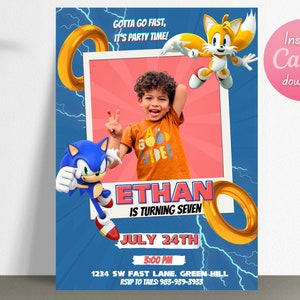 Sonic birthday invitation | Sonic the Hedgehog | Sonic party invitation | Sonic Invitation | Kid&#39;s birthday invitation