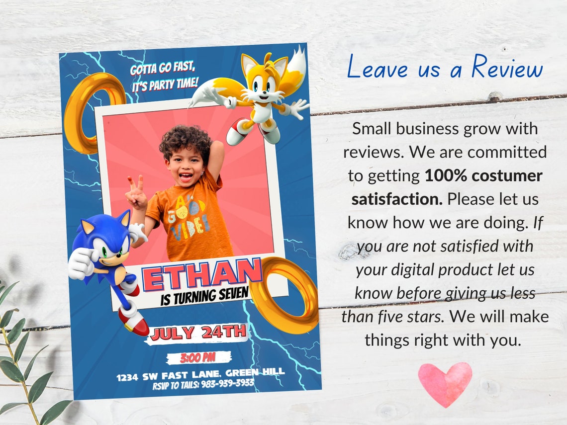 Sonic Birthday Invitation Sonic the Hedgehog Sonic Party Invitation