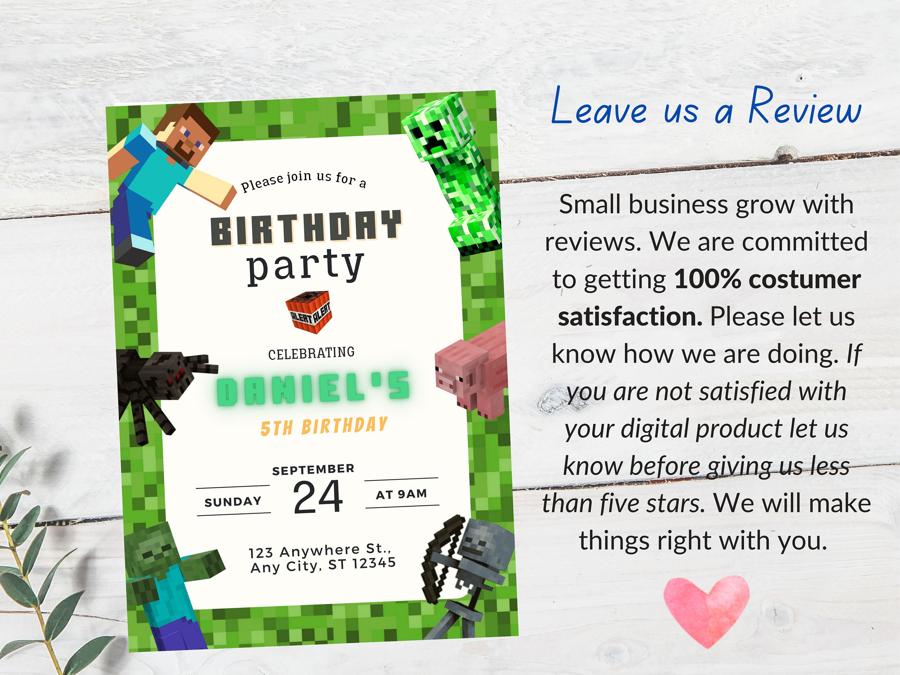Minecrafter Birthday Invitation Minecraft Party Minecraft Invitation ...