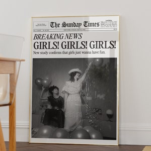 New York Times Wandkunst | Disco Cowgirl DIGITAL PRINT | Trendiges Zeitungs-Schlagzeilen-Poster | Retro Wand Kunst | Ästhetischer Barwagen Kunst