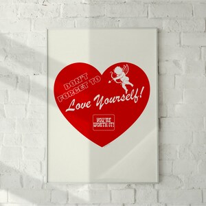 Don't Forget To Love Yourself Print • Retro Typography Poster • Self Care Wall Art • Printable Positive Affirmation Poster