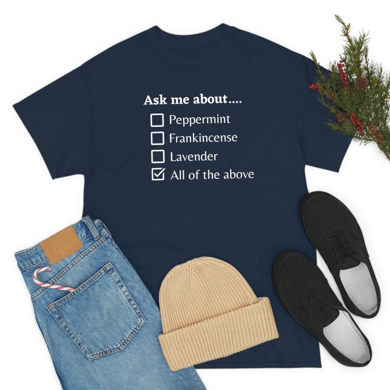 Unisex Heavy Cotton Tee, T-shirt, Essential oil, Frankincense, Lavender, Peppermint, Ask me about image 5