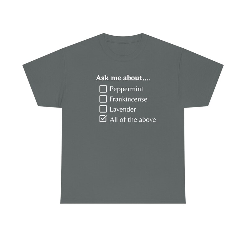 Unisex Heavy Cotton Tee, T-shirt, Essential oil, Frankincense, Lavender, Peppermint, Ask me about image 10