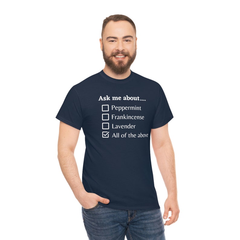 Unisex Heavy Cotton Tee, T-shirt, Essential oil, Frankincense, Lavender, Peppermint, Ask me about image 7
