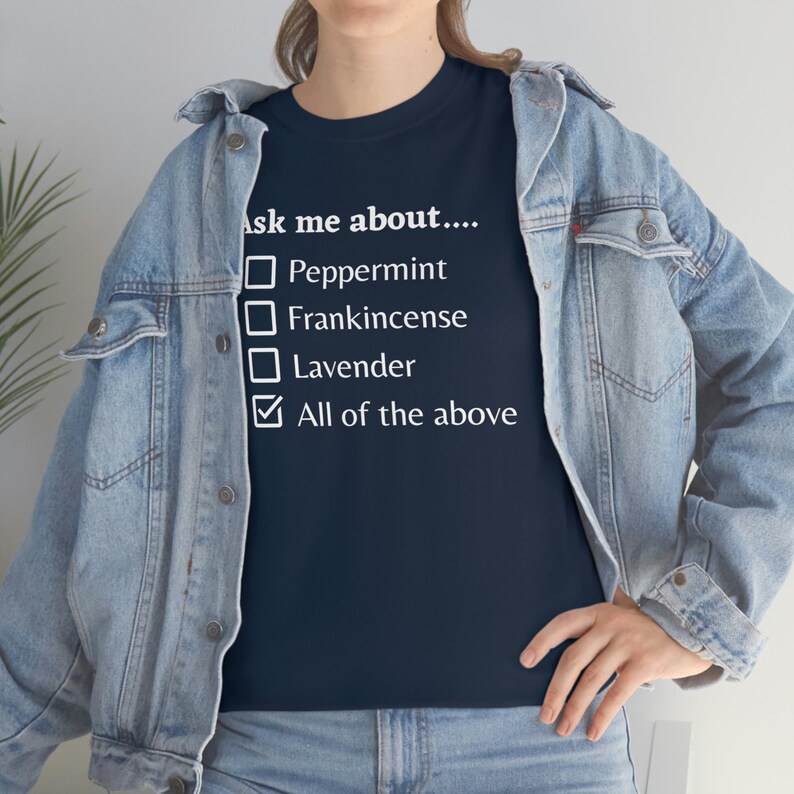 Unisex Heavy Cotton Tee, T-shirt, Essential oil, Frankincense, Lavender, Peppermint, Ask me about image 4