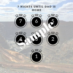 7 Nights FIFO Countdown Calander for Dad | Instant Download PDF for Kids A4
