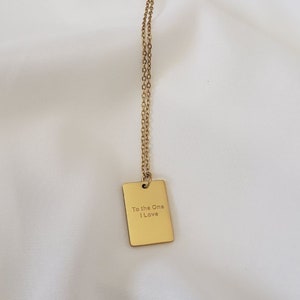 18k Gold gravierte Spiegel glatte rechteckige Tag Anhänger Halskette für Frauen Mädchen, Schmuck Geschenk