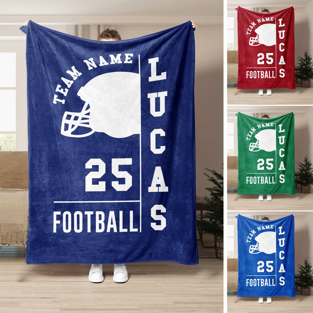 Personalized Football Blanket Custom Name Number Soft Cozy Etsy