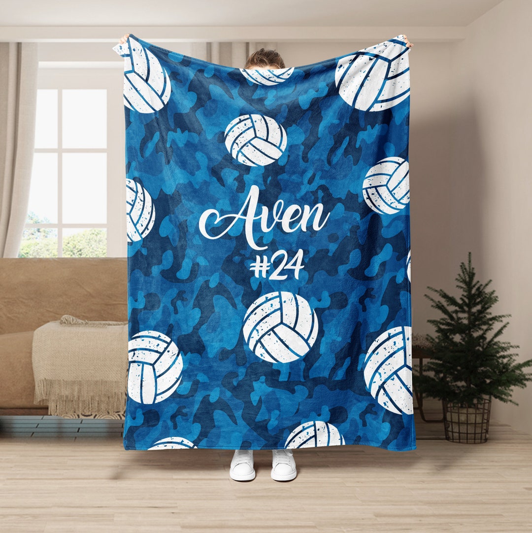 Personalized Volleyball Blanket, Ball Soft Cozy Sherpa Fleece Throw