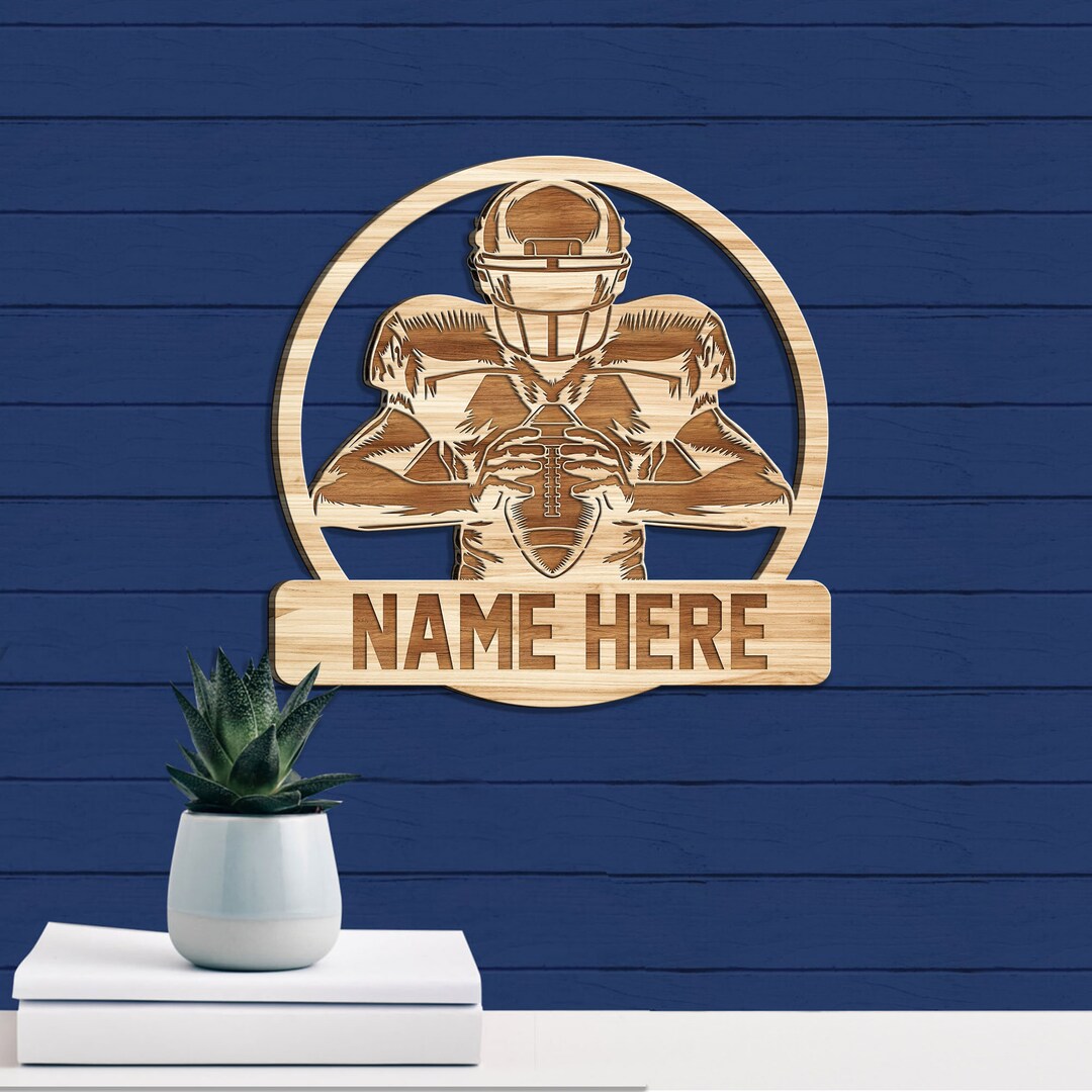 Personalized Football Wood Sign Football Player Sign Custom Etsy