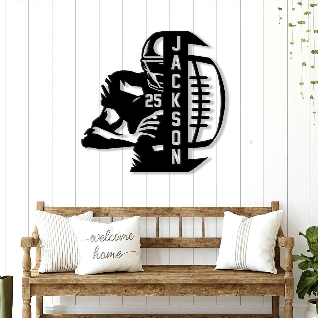 Personalized Football Metal Sign Football Player Sign Custom Etsy