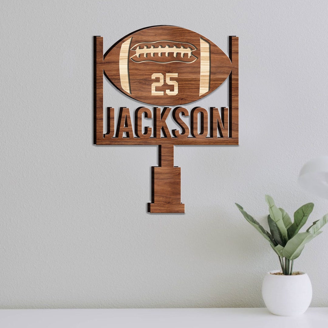 Personalized Football Wood Sign Football Ball Sign Custom Etsy