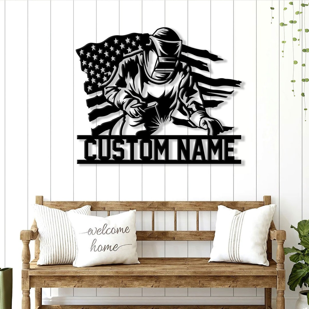 Personalized Welder Metal Sign, Construction Welder Sign, Custom Name
