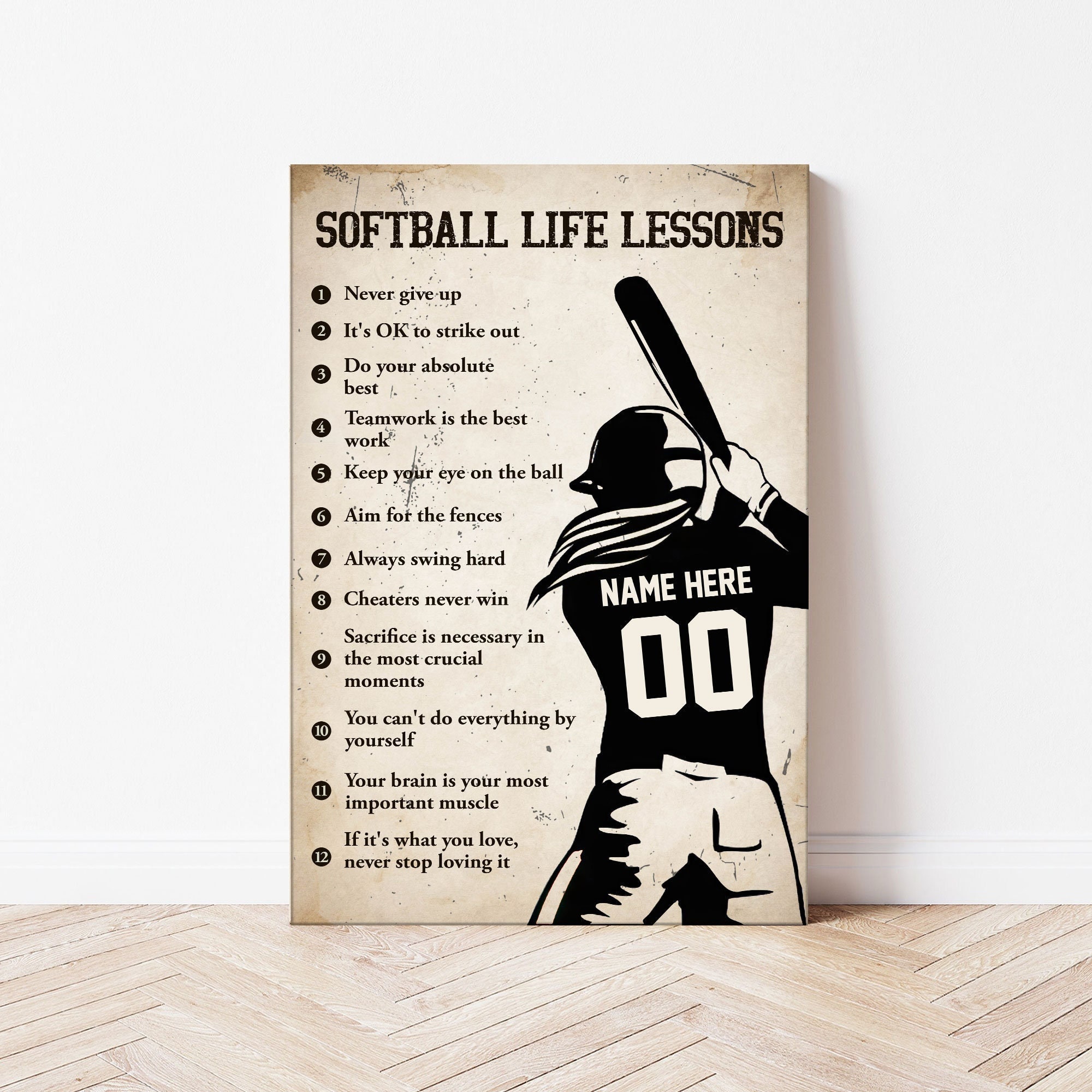 Personalized Softball Poster/canvas Softball Life Lessons Etsy