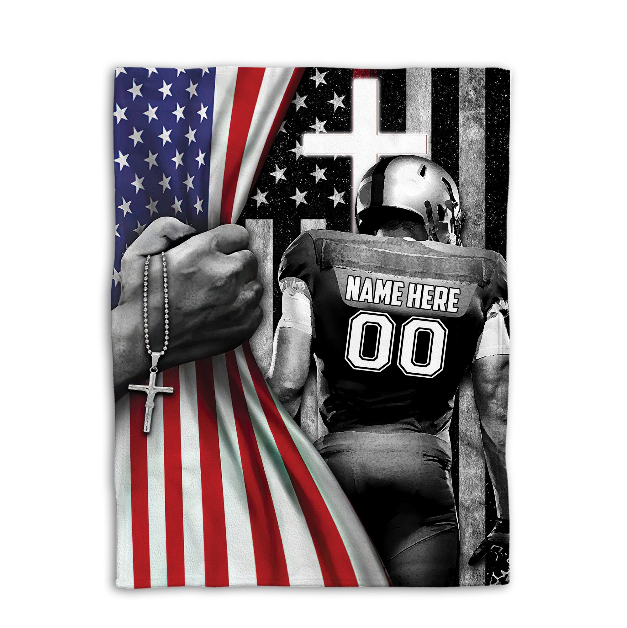 Personalized Football Blanket Football Player US Flag Soft Etsy