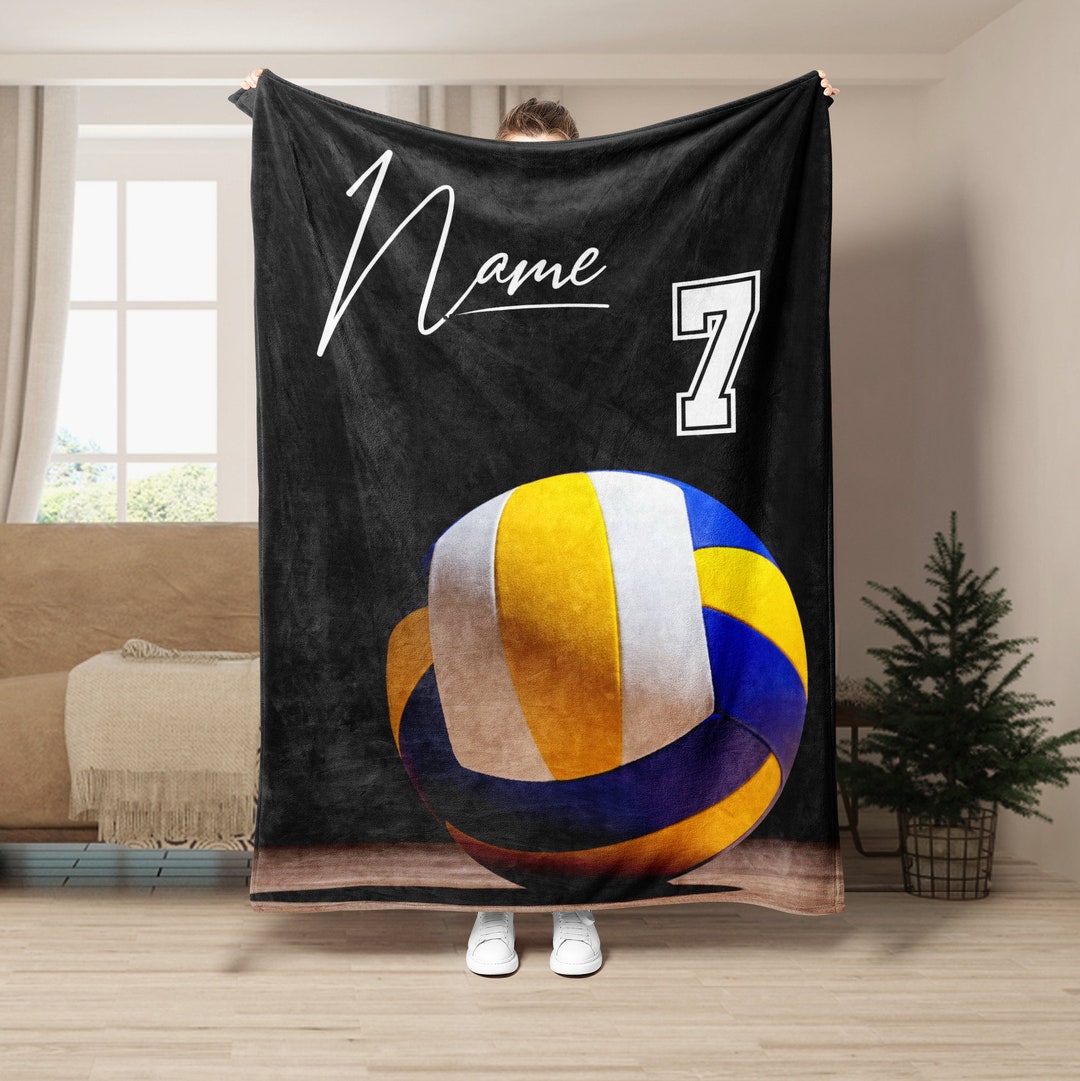 Personalized Volleyball Blanket, Custom Name Number Soft Cozy Sherpa
