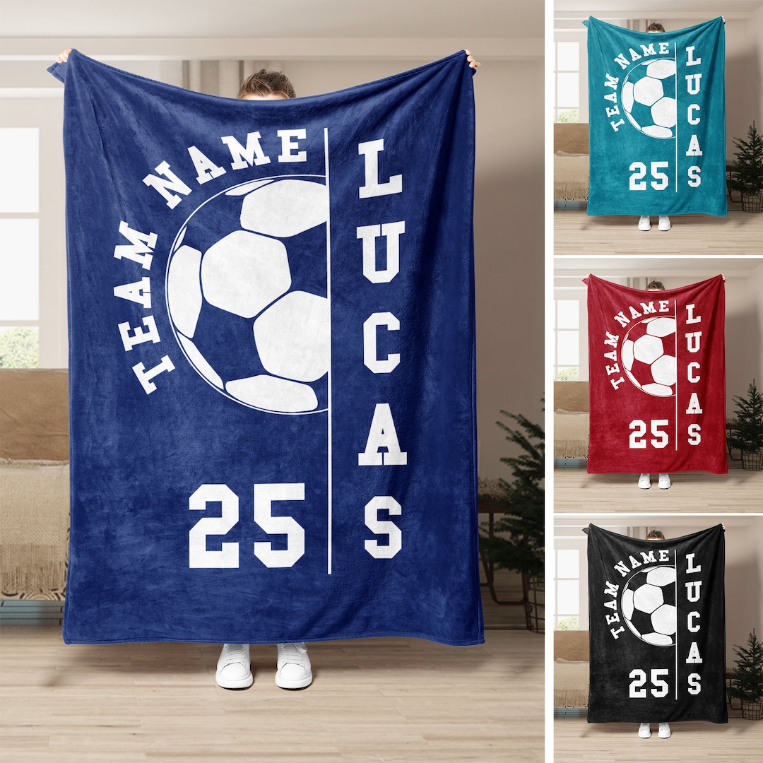 Personalized Soccer Blanket, Soccer Team Soft Cozy Sherpa Fleece Throw