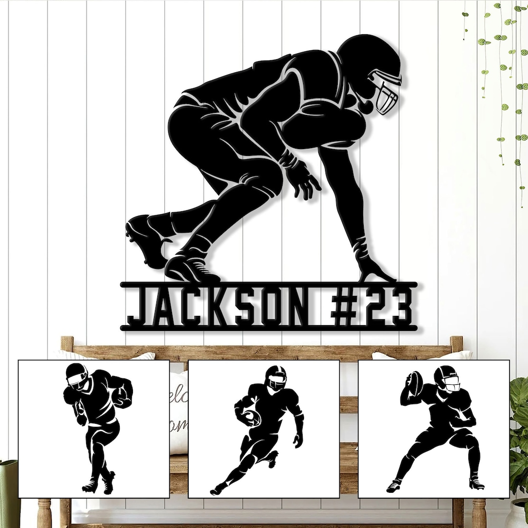 Personalized Football Metal Sign, Football Player Sign, Custom Name