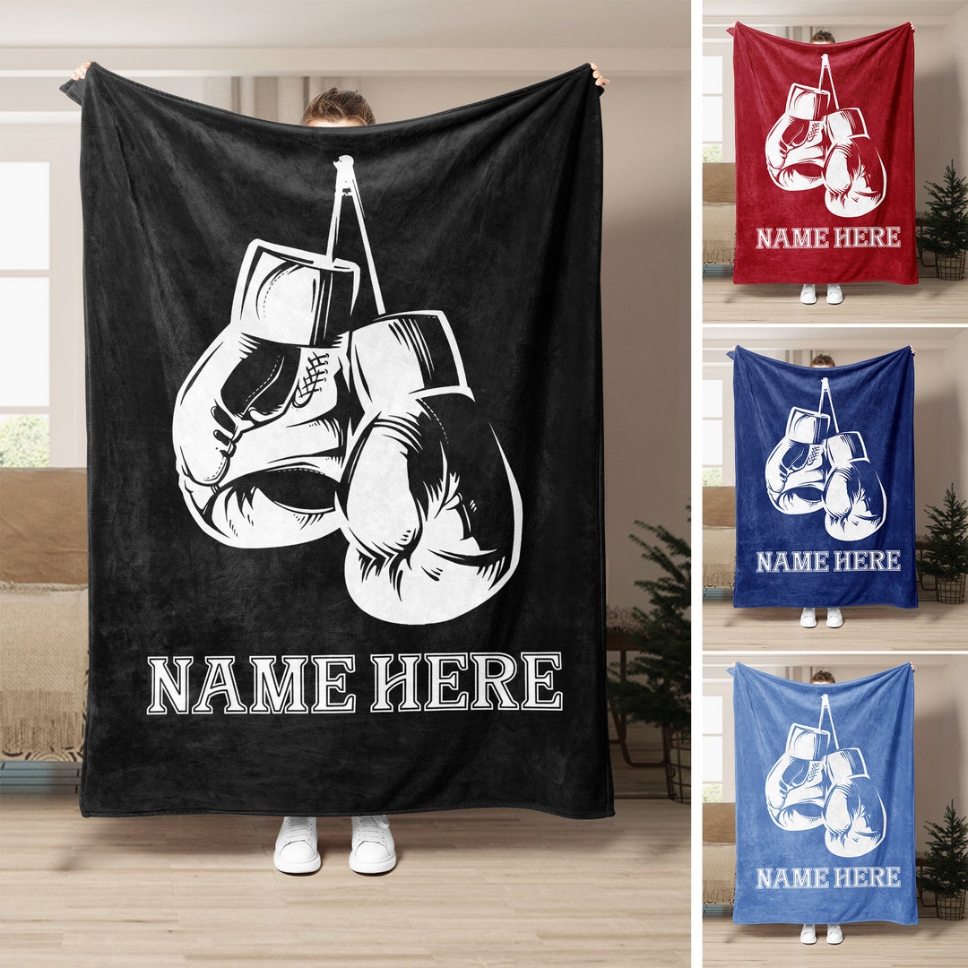 Personalized Boxing Blanket, Boxing Gloves Soft Cozy Sherpa Fleece