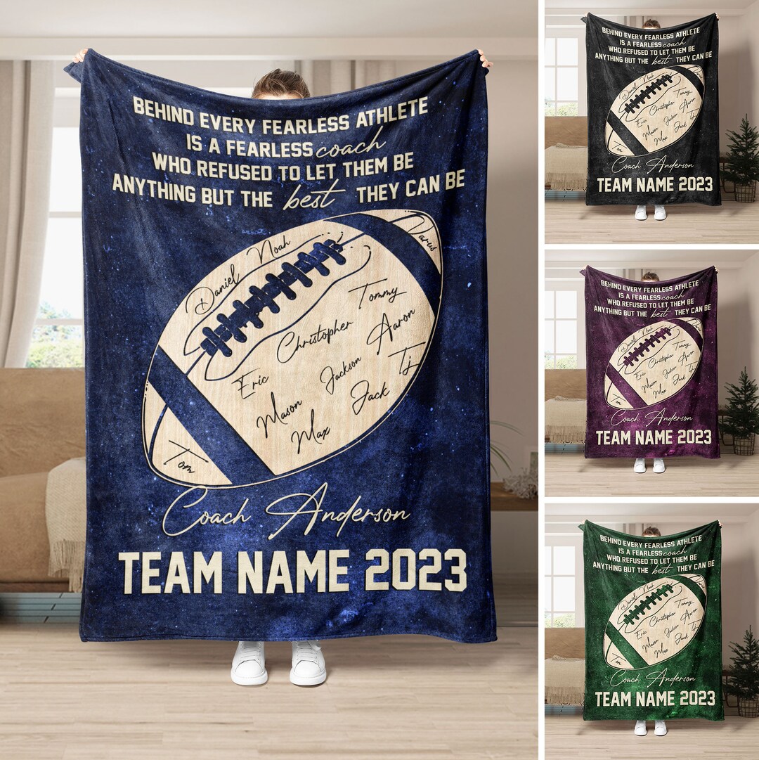 Personalized Football Blanket Football Coach Blanket Custom Etsy