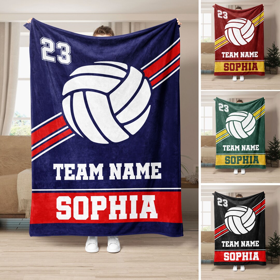 Personalized Volleyball Blanket, Volleyball Team Soft Cozy Sherpa
