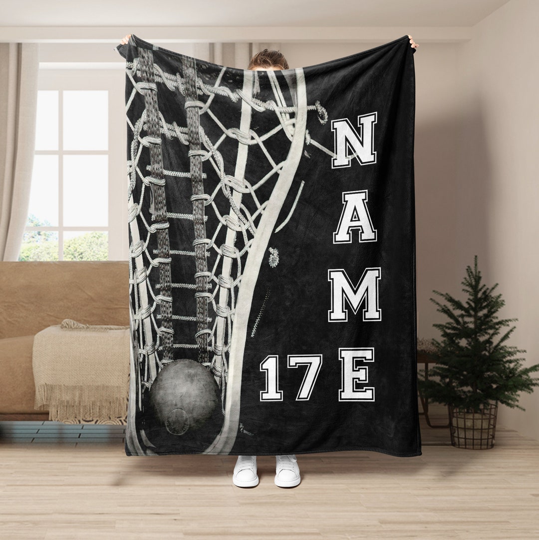 Personalized Lacrosse Blanket, Lacrosse Soft Cozy Sherpa Fleece Throw