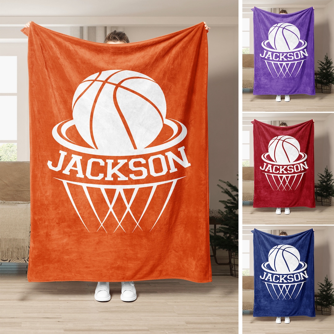 Personalized Basketball Blanket, Custom Name Soft Cozy Sherpa Fleece