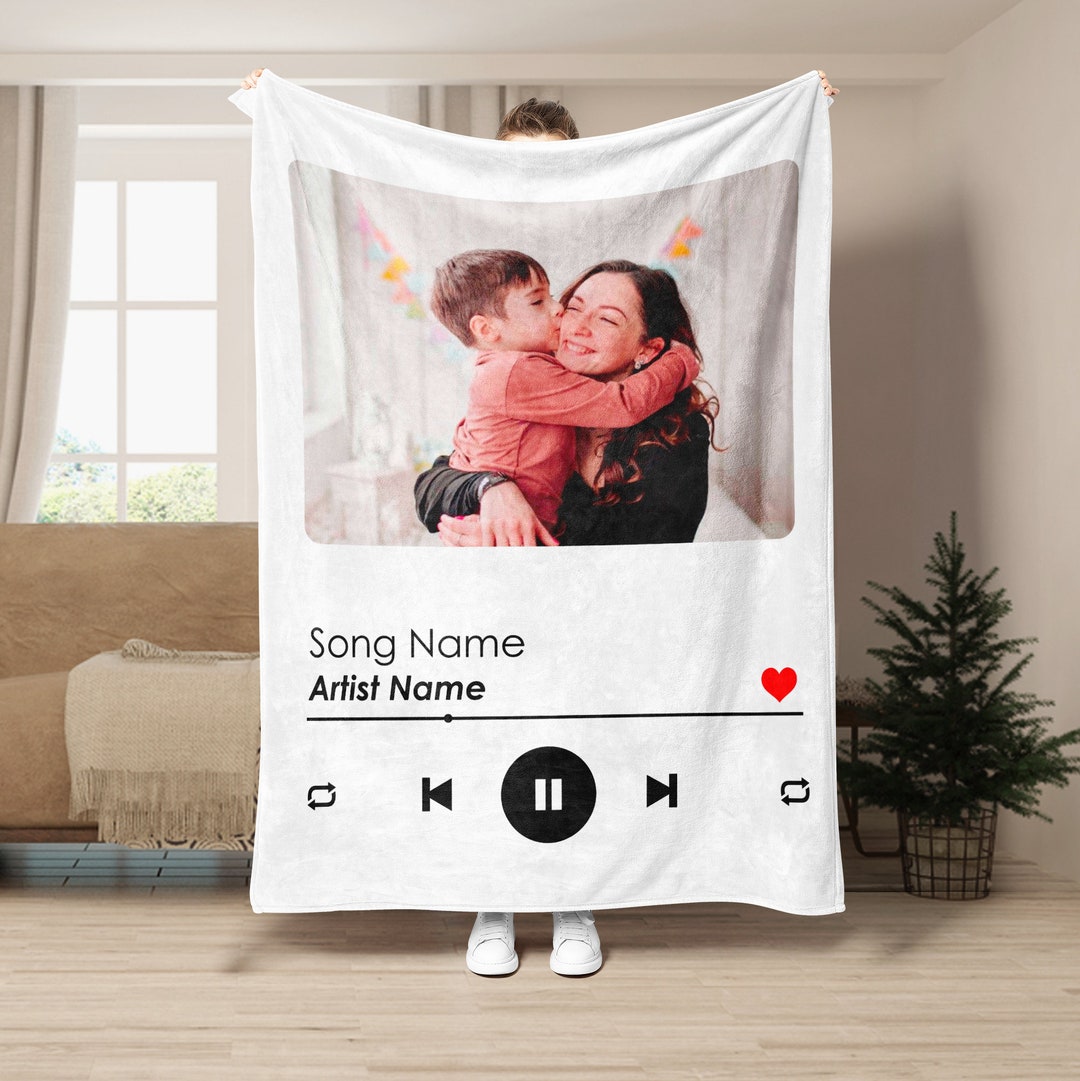 Personalized Song Blanket, Custom Photo Soft Cozy Sherpa Fleece Throw