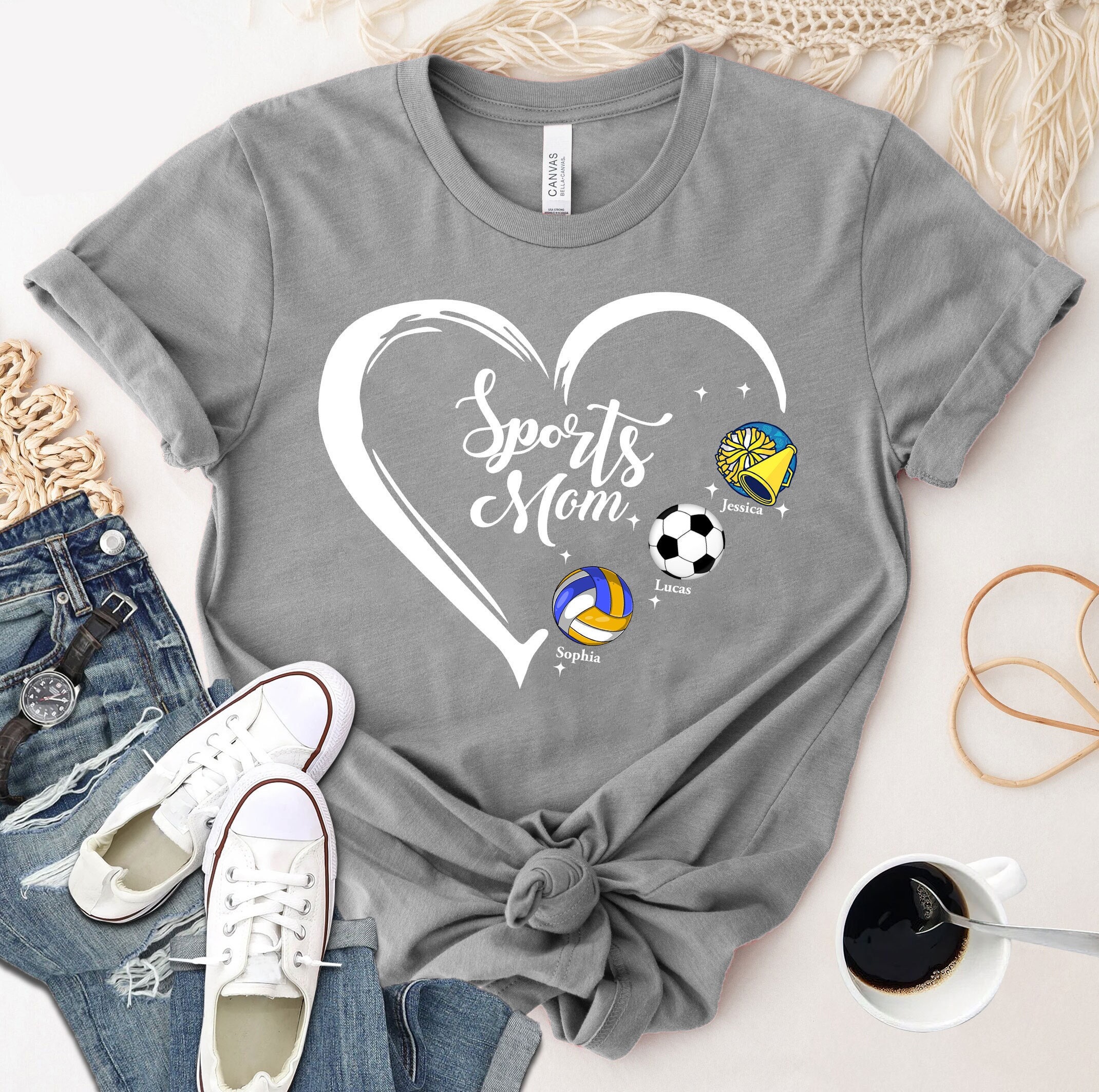 Personalized Sports Mom Tshirt Sports Grandma Shirt Ball Etsy