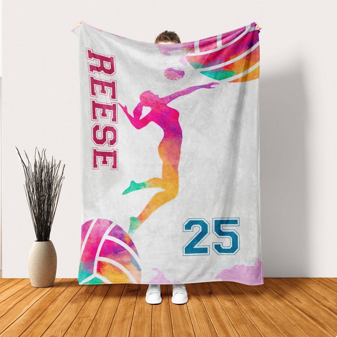 Personalized Volleyball Blanket Colorful Volleyball Player Etsy