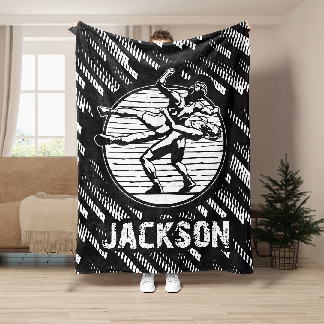 Personalized Wrestling Blanket, Wrestler Soft Cozy Sherpa Fleece Throw