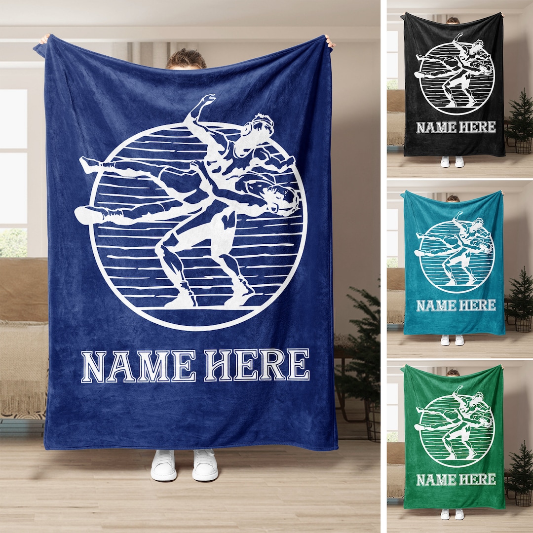 Personalized Wrestling Blanket, Wrestling Soft Cozy Sherpa Fleece Throw