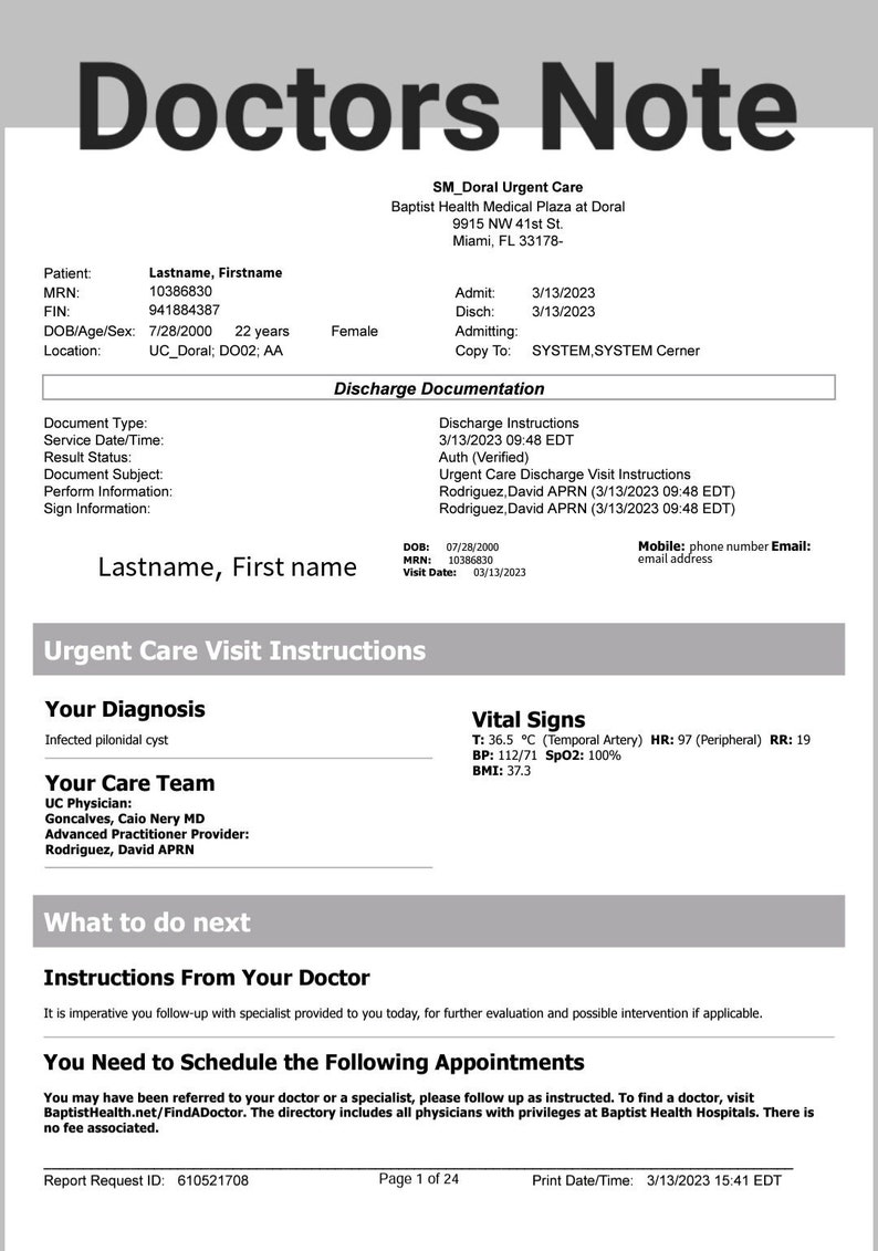 Fully Personalized Medical Absence Doctor s Note Letter Highly Fully Personalized Medical Absence Doctor s Note Letter Highly