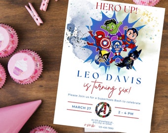 Avengers Superhero Invitation, Kids Birthday party invite, Spiderman Invite, Boys Birthday Editable Template Printable Digital download