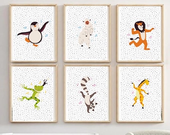 Set of 9 Jungle Animal Prints, Safari Nursery Print, Baby Animal Wall Art, Animal Printable Art Poster, kids Bedroom Decor new Baby Gifts