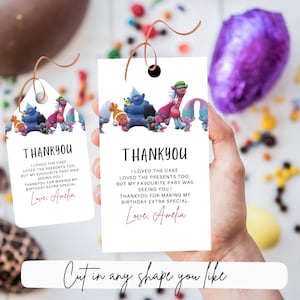 Trolls Birthday Thank You Tags Party Favor Trolls Birthday, Princess Poppy, Trolls Birthday Printable Digital download, Trolls gift tag